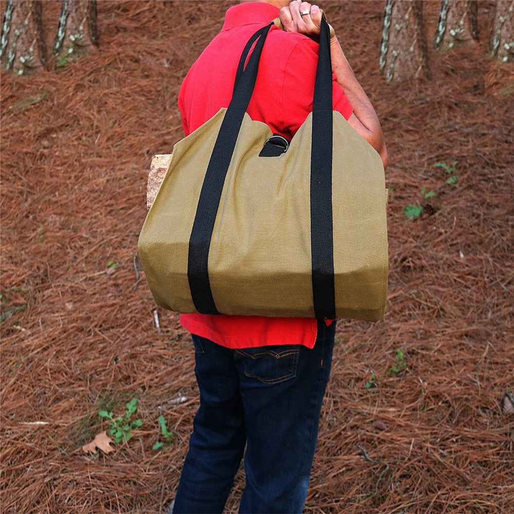 Waterproof Firewood Storage Bag Canvas Portable Logging Organizer Tote Pouch