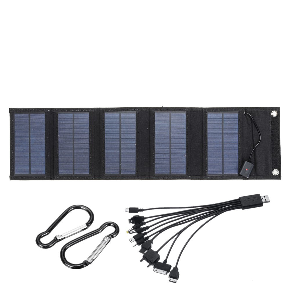 Monocrystalline Foldable Solar Panel Portable Outdoor Power Generator with Carabiner and Cable