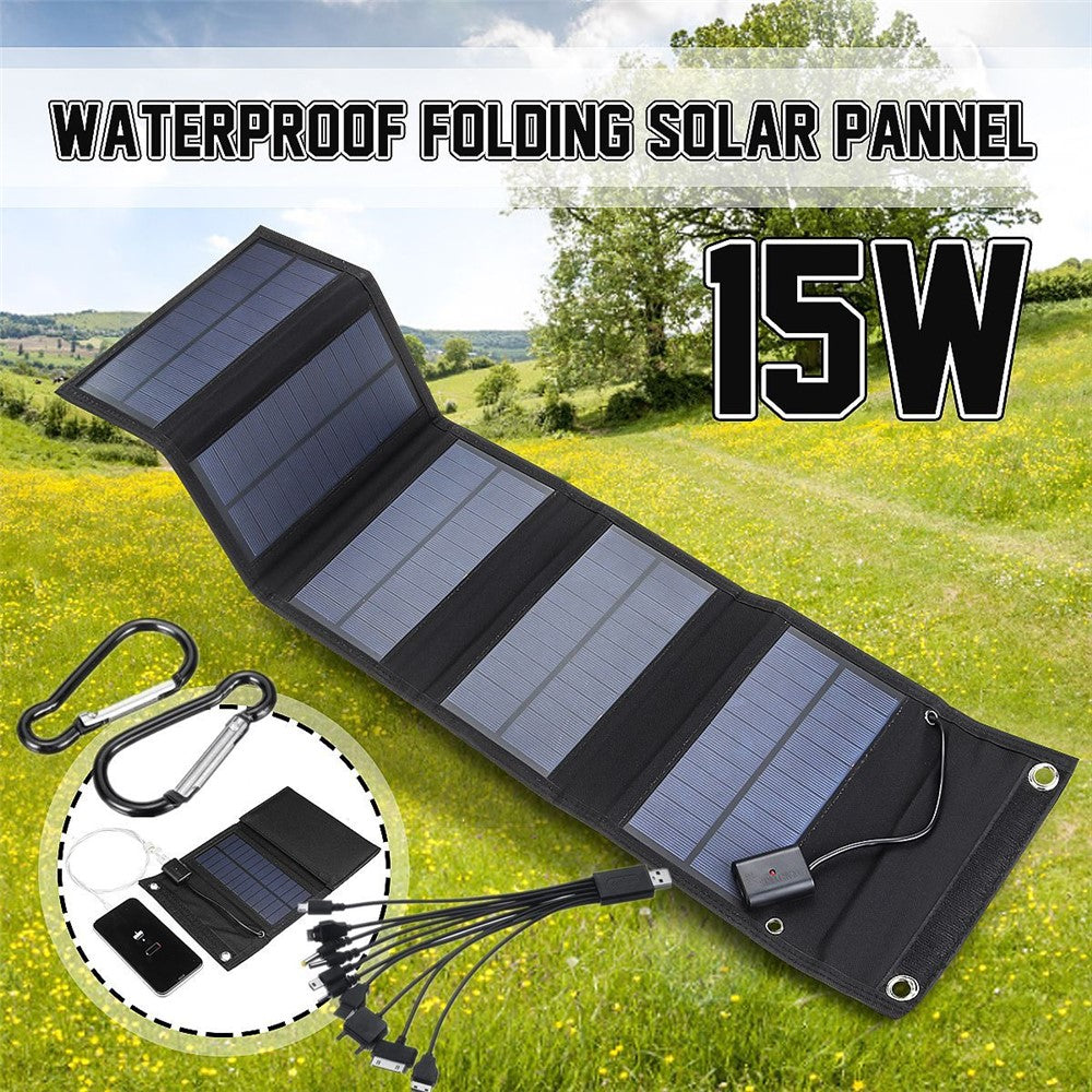 Monocrystalline Foldable Solar Panel Portable Outdoor Power Generator with Carabiner and Cable
