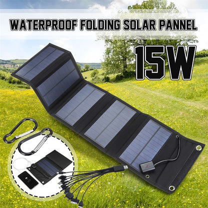 Monocrystalline Foldable Solar Panel Portable Outdoor Power Generator with Carabiner and Cable