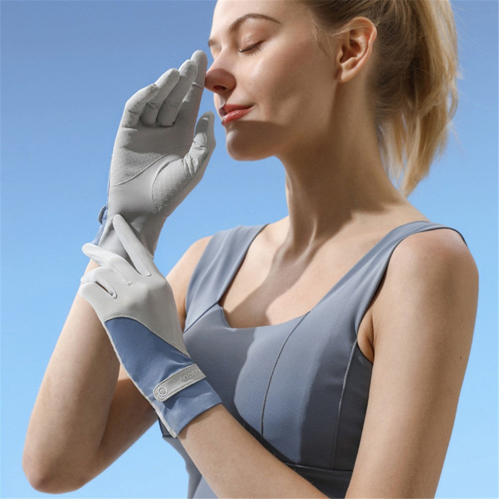 GOLOVEJOY XG58 1 Pair Women UV Protection Ice Silk Gloves Flip Fingertips Anti-skid Summer Cycling Gloves