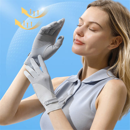 GOLOVEJOY XG58 1 Pair Women UV Protection Ice Silk Gloves Flip Fingertips Anti-skid Summer Cycling Gloves
