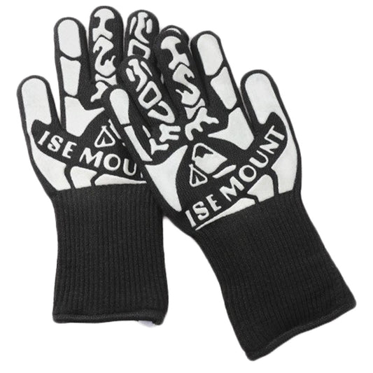 ISE MOUNT 1 Pair BBQ Gloves High Temperature Resistant Oven Gloves Anti-slip Heat Insulated Microwave Gloves
