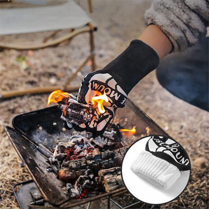 ISE MOUNT 1 Pair BBQ Gloves High Temperature Resistant Oven Gloves Anti-slip Heat Insulated Microwave Gloves