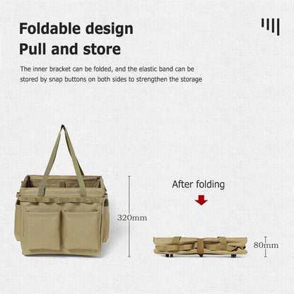 Outdoor Camping Travel Tools Storage Large Capacity Bag Folding Firewood Handbag Picnic Barbecue Cutlery Organizer