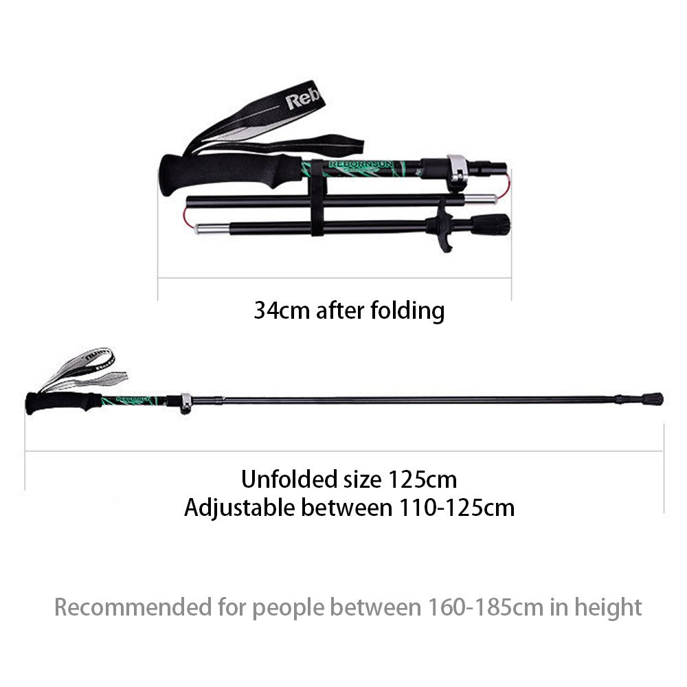 REBORNSUN Carbon Fiber+Aluminum Alloy Trekking Poles Ultra-Light Foldable Walking Hiking Stick