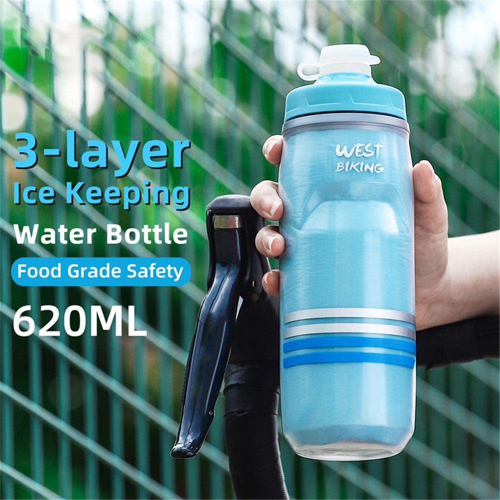 WEST BIKING YP0721046 Sport Insulated Water Bottle Cycling Squeeze PP5 Water Container 620ml (BPA Free, No FDA Certificate)