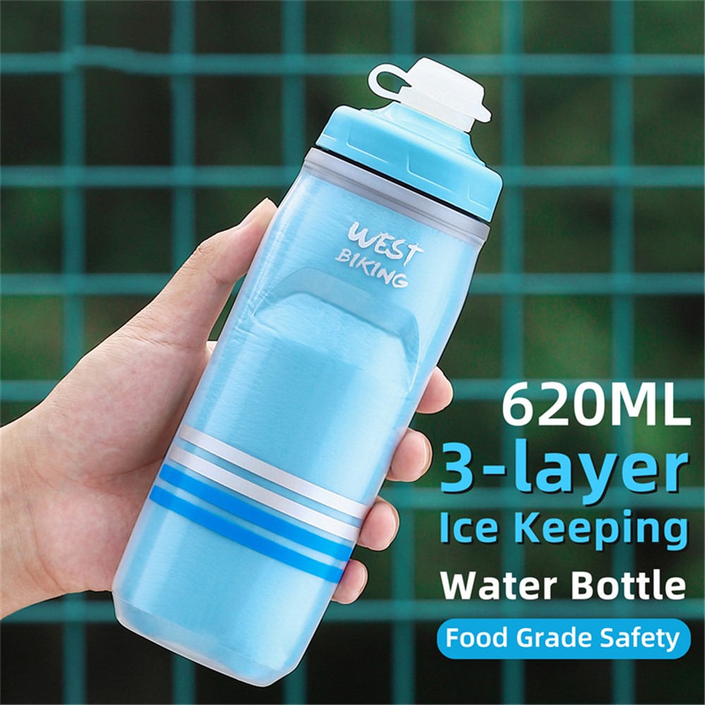 WEST BIKING YP0721046 Sport Insulated Water Bottle Cycling Squeeze PP5 Water Container 620ml (BPA Free, No FDA Certificate)
