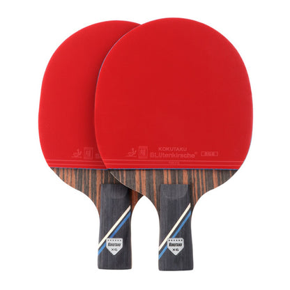 KOKUTAKU 2PCS  /  Set 6-Star Table Tennis Racket Beginner Ping Pong Paddle with Carry Case