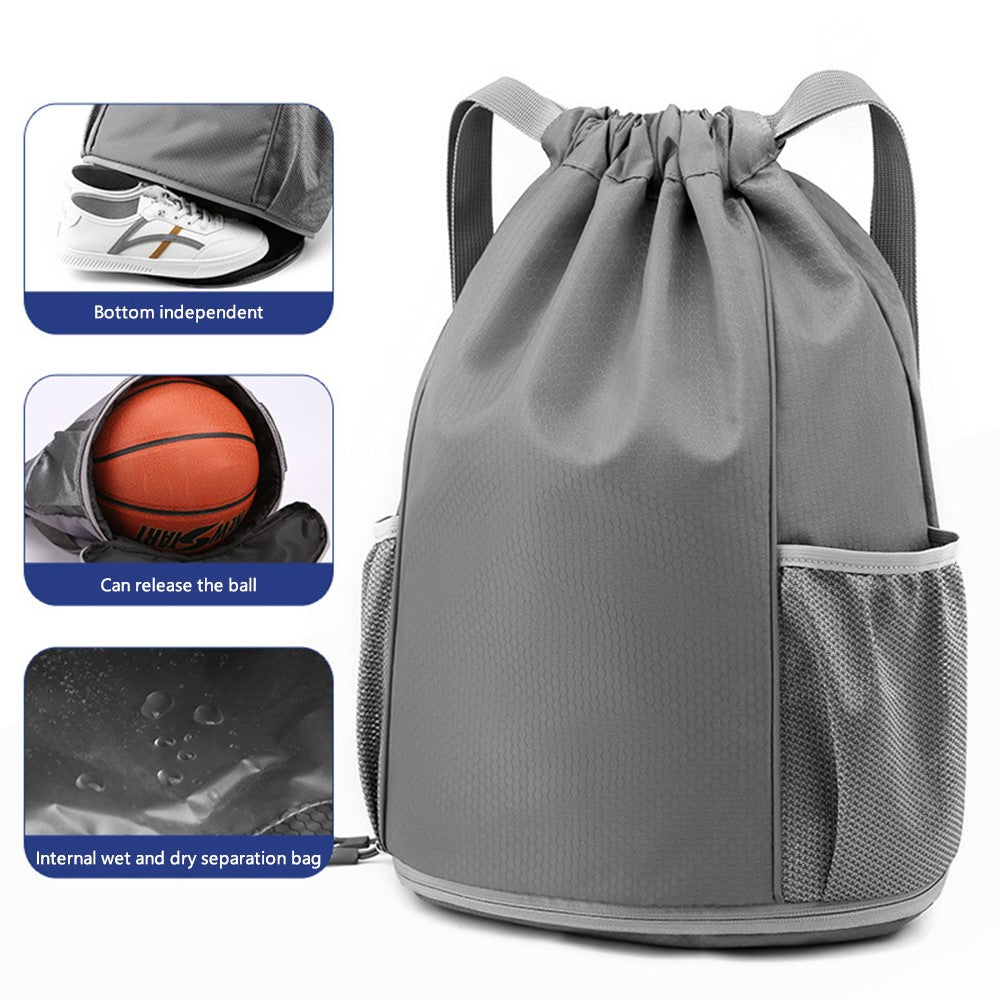 HALIN Men Women Outdoor Drawstring Backpack Waterproof Nylon Shoulder Bag with Reflective Strips