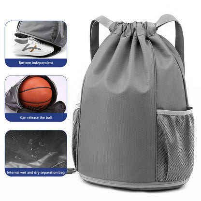 HALIN Men Women Outdoor Drawstring Backpack Waterproof Nylon Shoulder Bag with Reflective Strips