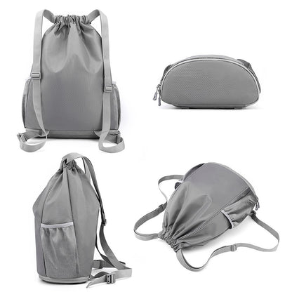 HALIN Men Women Outdoor Drawstring Backpack Waterproof Nylon Shoulder Bag with Reflective Strips