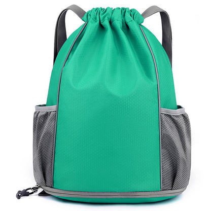 HALIN Men Women Outdoor Drawstring Backpack Waterproof Nylon Shoulder Bag with Reflective Strips