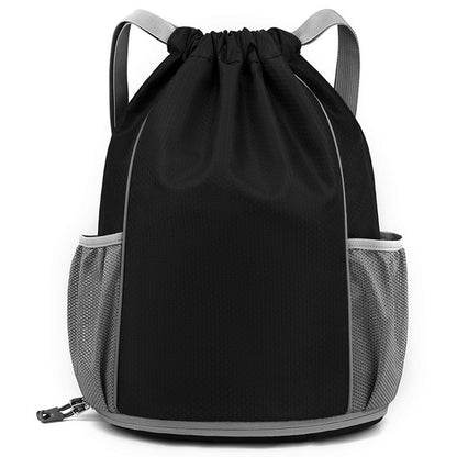 HALIN Men Women Outdoor Drawstring Backpack Waterproof Nylon Shoulder Bag with Reflective Strips