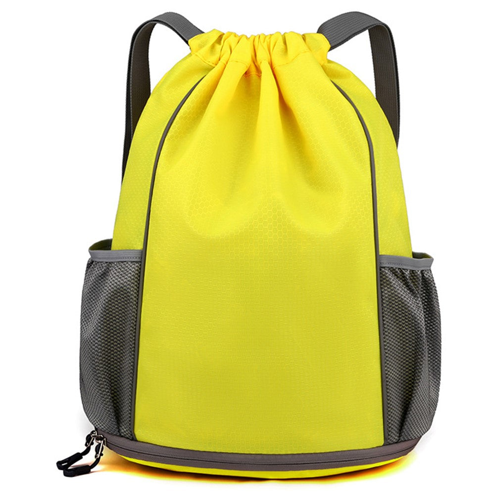 HALIN Men Women Outdoor Drawstring Backpack Waterproof Nylon Shoulder Bag with Reflective Strips