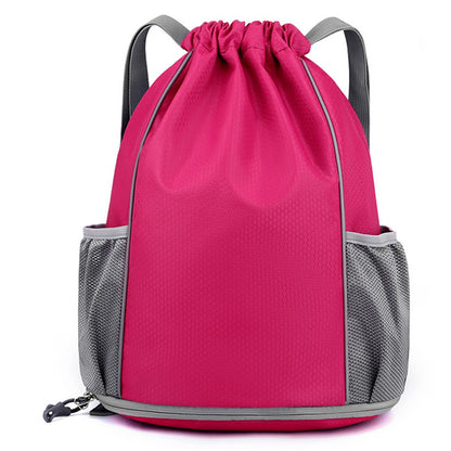 HALIN Men Women Outdoor Drawstring Backpack Waterproof Nylon Shoulder Bag with Reflective Strips