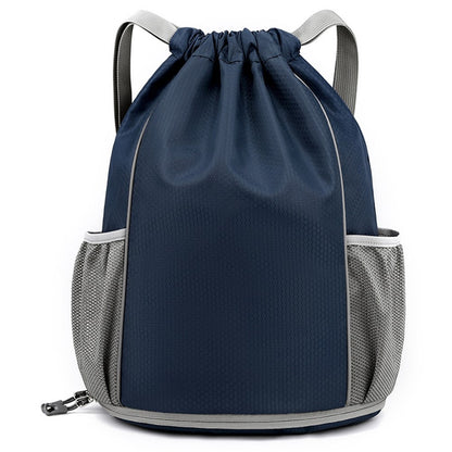 HALIN Men Women Outdoor Drawstring Backpack Waterproof Nylon Shoulder Bag with Reflective Strips