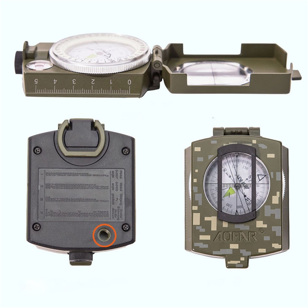 AOFAR AF-4580 Zinc Alloy Outdoor Compass Hiking Camping Fluorescent Compass