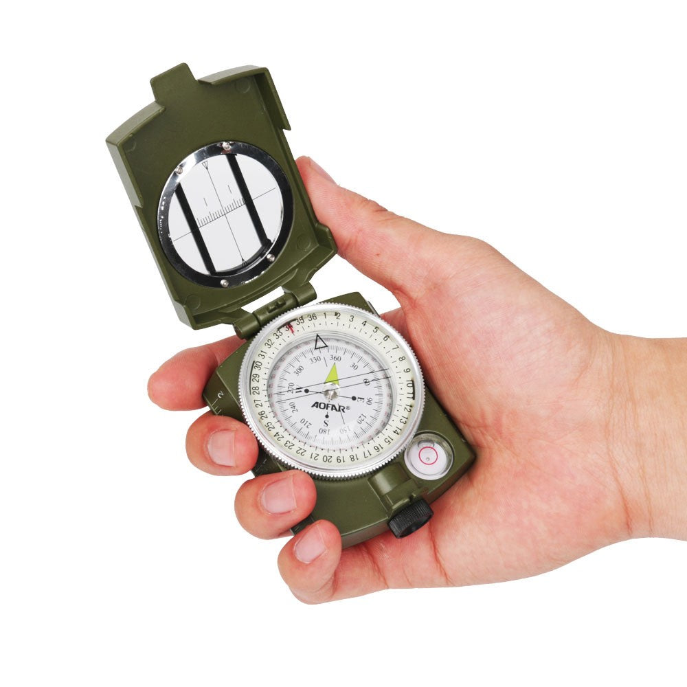 AOFAR AF-4580 Zinc Alloy Outdoor Compass Hiking Camping Fluorescent Compass