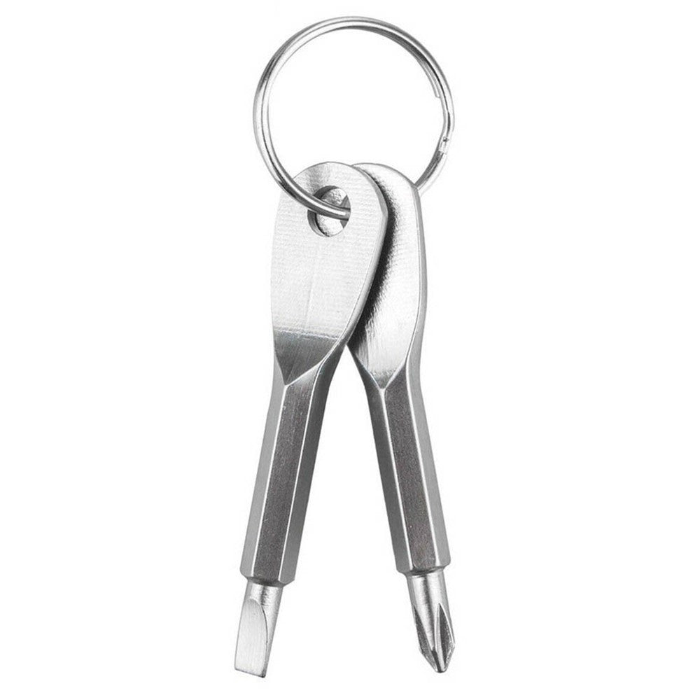 2-in-1 Outdoor Emergency Portable EDC Screwdriver Pocket Tool with Key Ring