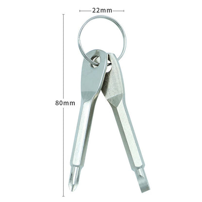 2-in-1 Outdoor Emergency Portable EDC Screwdriver Pocket Tool with Key Ring