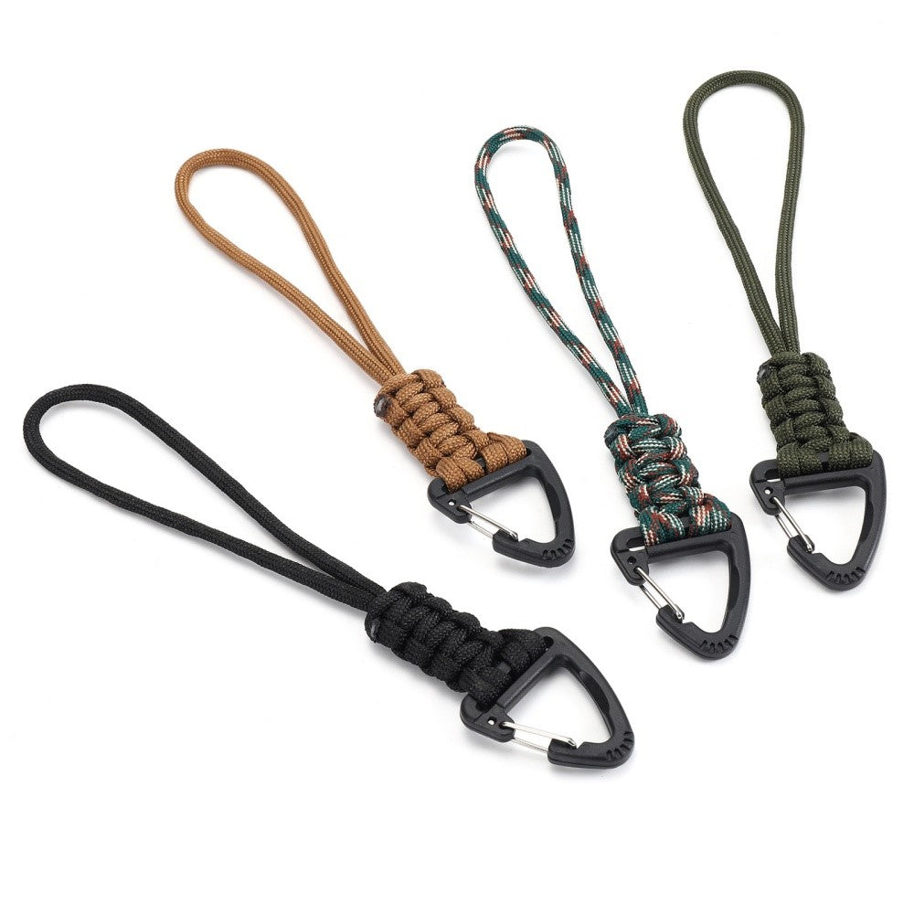 YHDE34 Outdoor Paracord Keychain Woven Lanyard Carabiner Hanging Hook