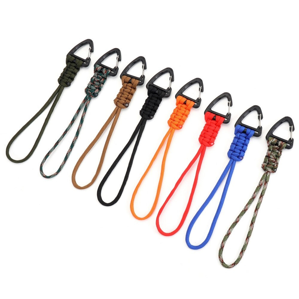 YHDE34 Outdoor Paracord Keychain Woven Lanyard Carabiner Hanging Hook