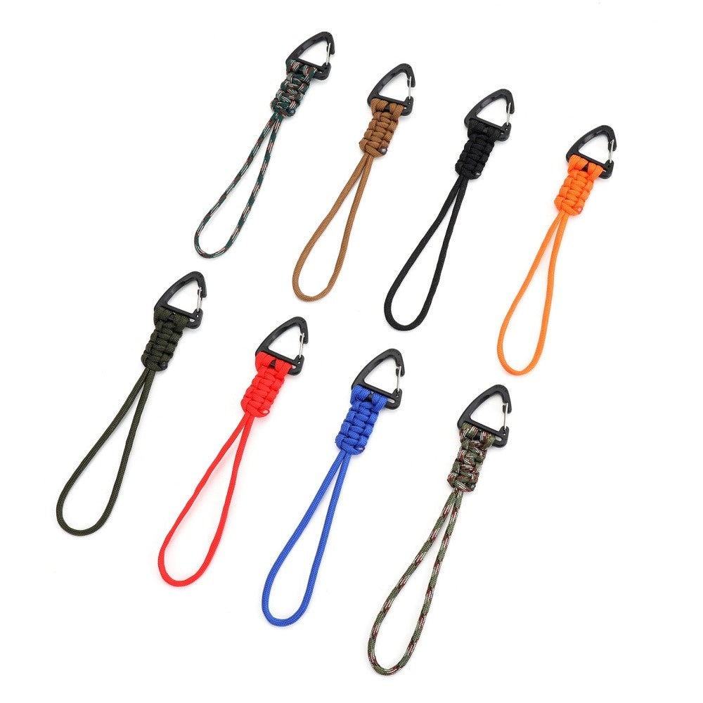 YHDE34 Outdoor Paracord Keychain Woven Lanyard Carabiner Hanging Hook