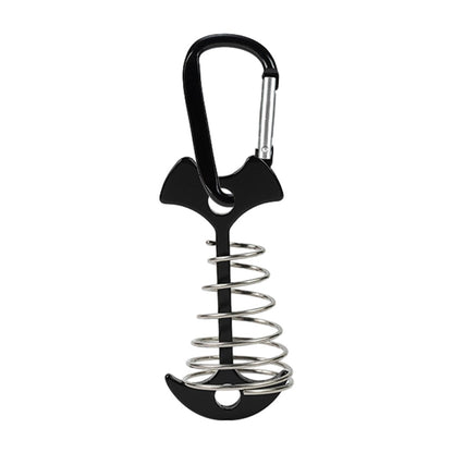 AOTU AT6546 Aluminum Alloy Fishbone Spring Nail Tent Stake Deck Anchor Peg with D-shape Carabiner