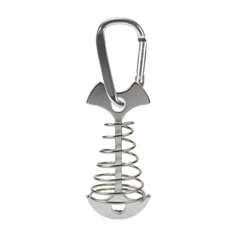 AOTU AT6546 Aluminum Alloy Fishbone Spring Nail Tent Stake Deck Anchor Peg with D-shape Carabiner