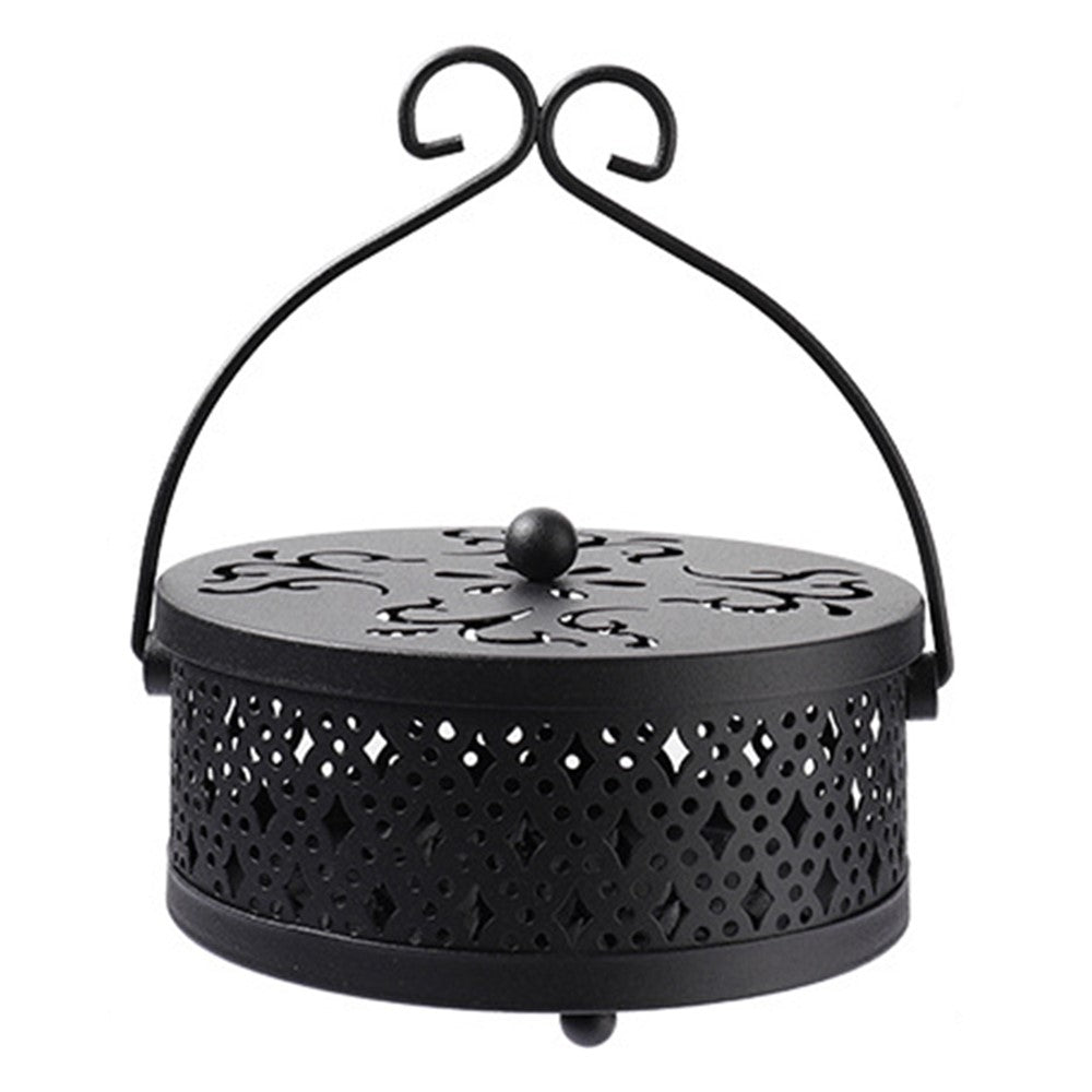 AOTU Portable Iron Mosquito Incense Coil Holder Box with Lid for Outdoor Home