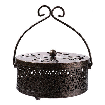 AOTU Portable Iron Mosquito Incense Coil Holder Box with Lid for Outdoor Home