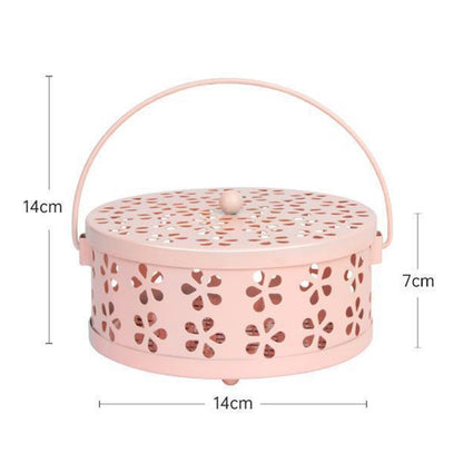 AOTU Camping Iron Mosquito Incense Coil Holder Box with Lid for Home