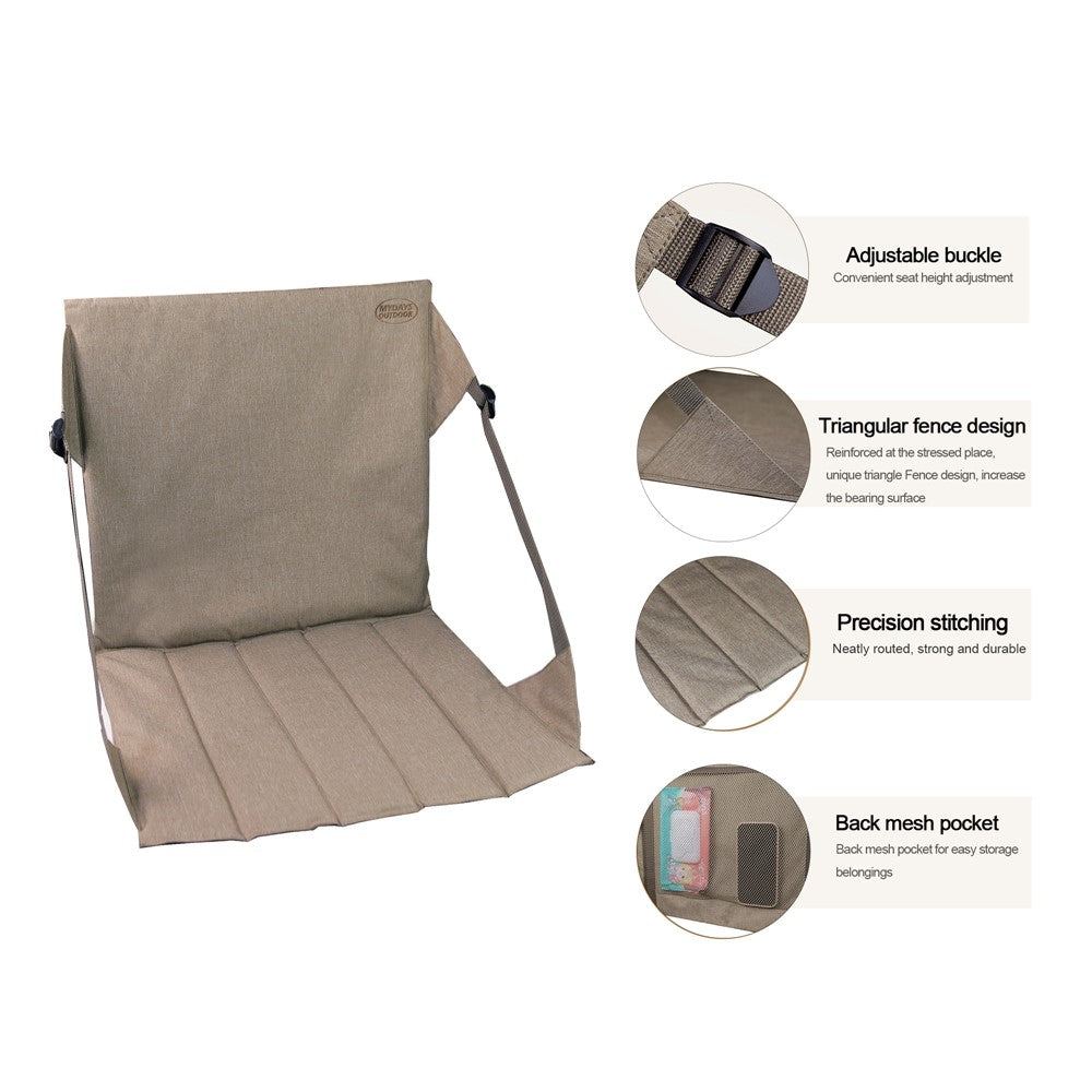 MYDAYS OUTDOOR 847203 Rollable Backrest Cushion Chair Portable Outdoor Camping Fishing Seat Mat