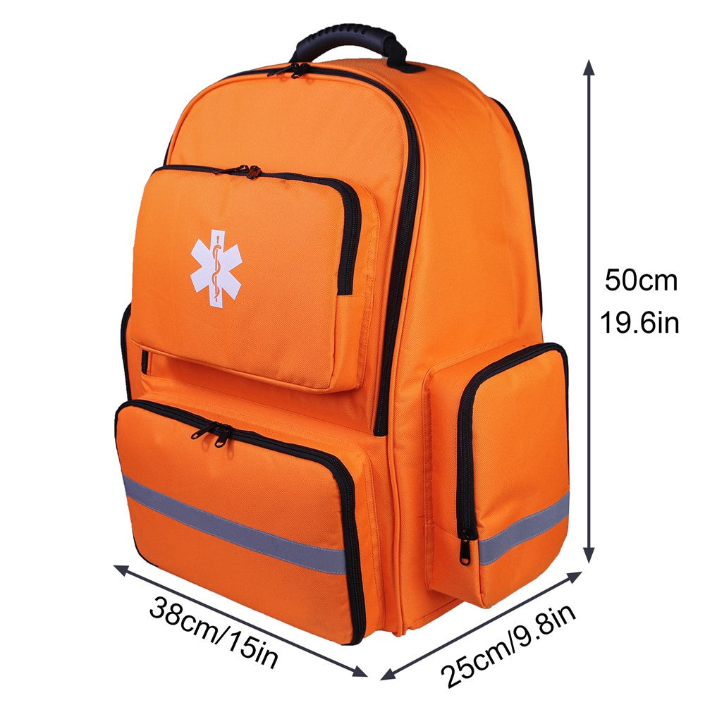 Medical First Aid Emergency Rescue Backpack 600D Oxford Cloth Large Capacity Survival Kit Storage Bag, 38x25x50cm