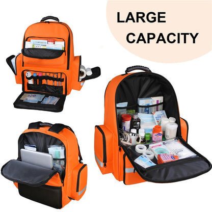 Medical First Aid Emergency Rescue Backpack 600D Oxford Cloth Large Capacity Survival Kit Storage Bag, 38x25x50cm