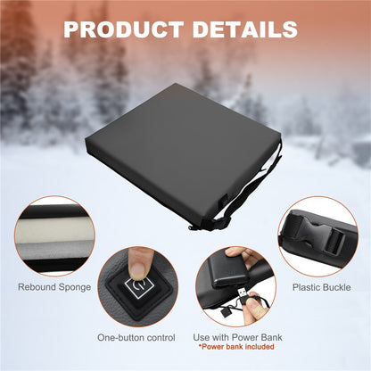 Portable Outdoor Stadium Electric Heating Seat Mat Winter Leather+Cotton Seat Cushion