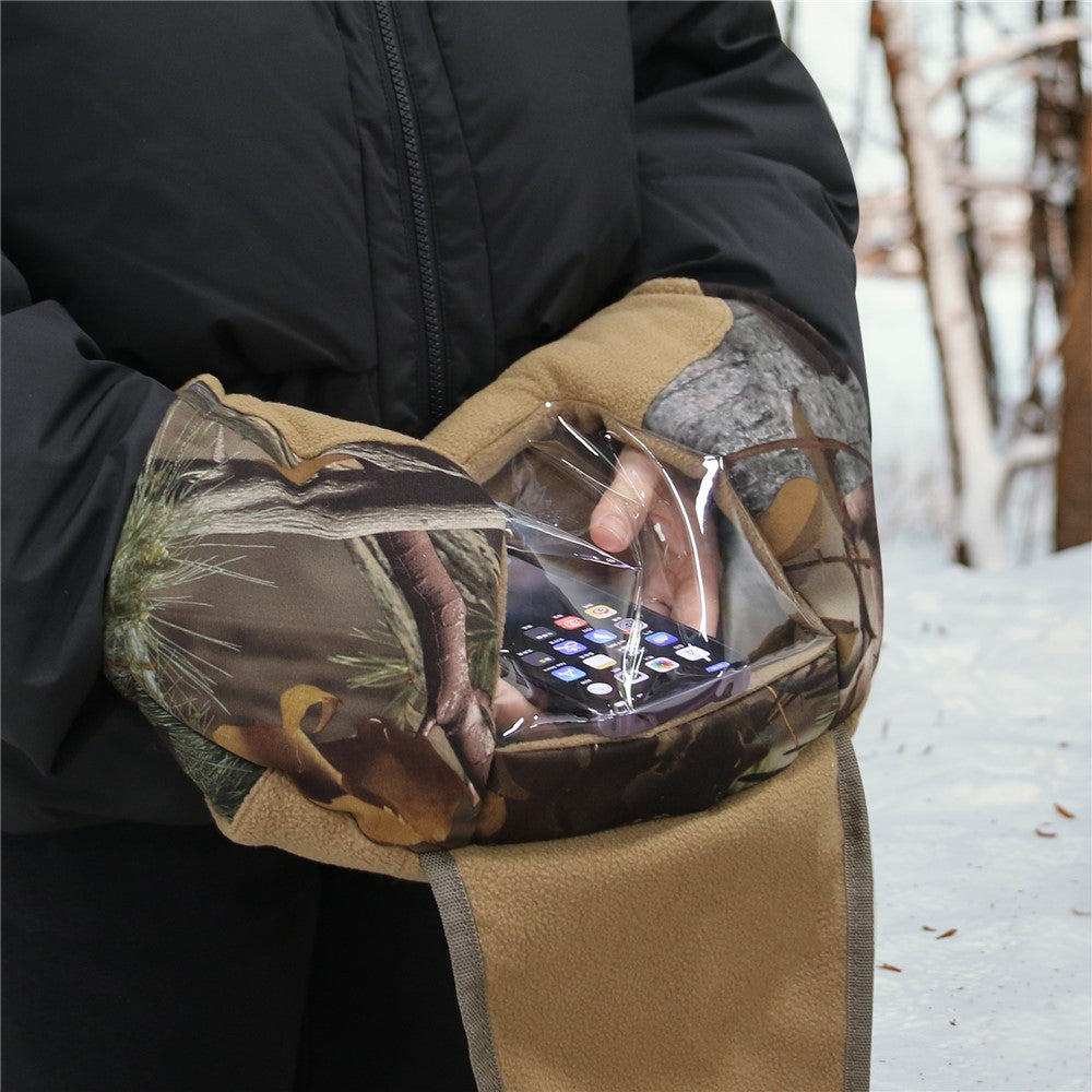 850908 47x27cm Camouflage Hand Muff with Clear Window for Winter Hunting