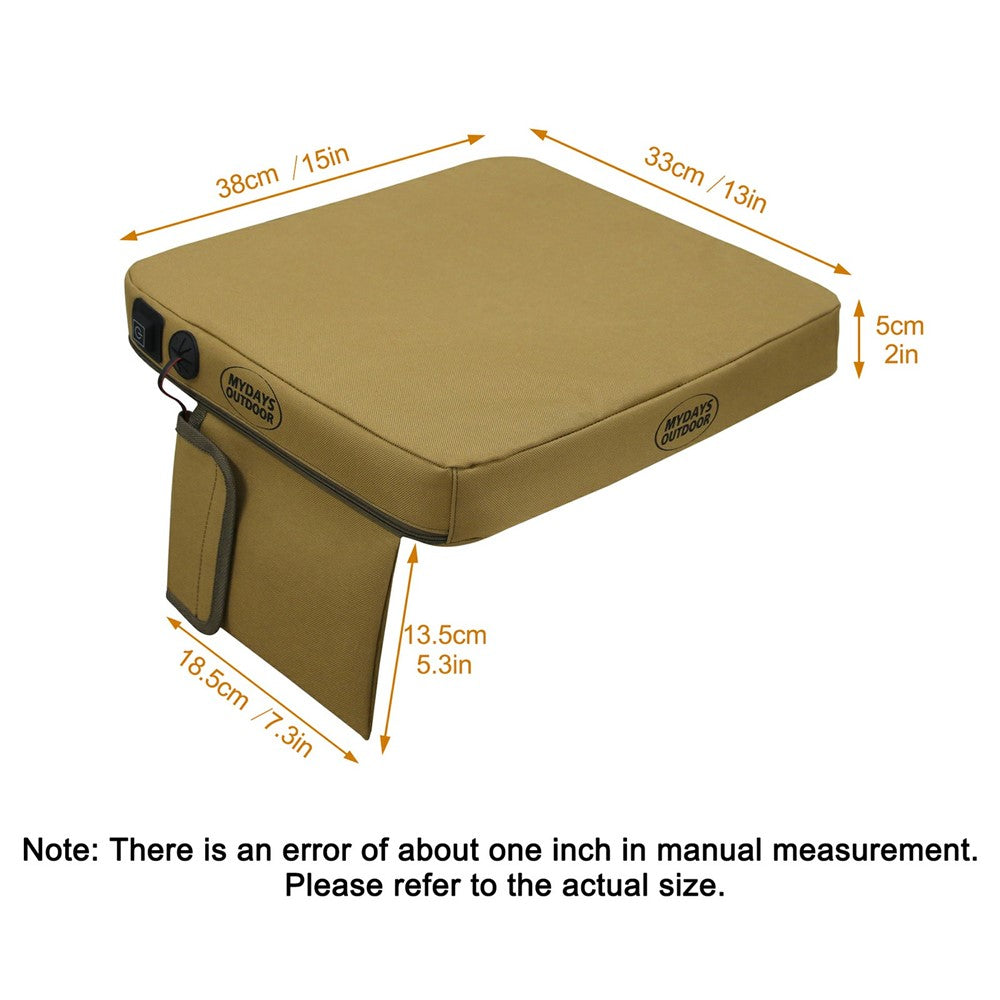 MYDAYS OUTDOOR 38x33x5cm Heated Seat Cushion Outdoor Heating Pad (Without Battery)