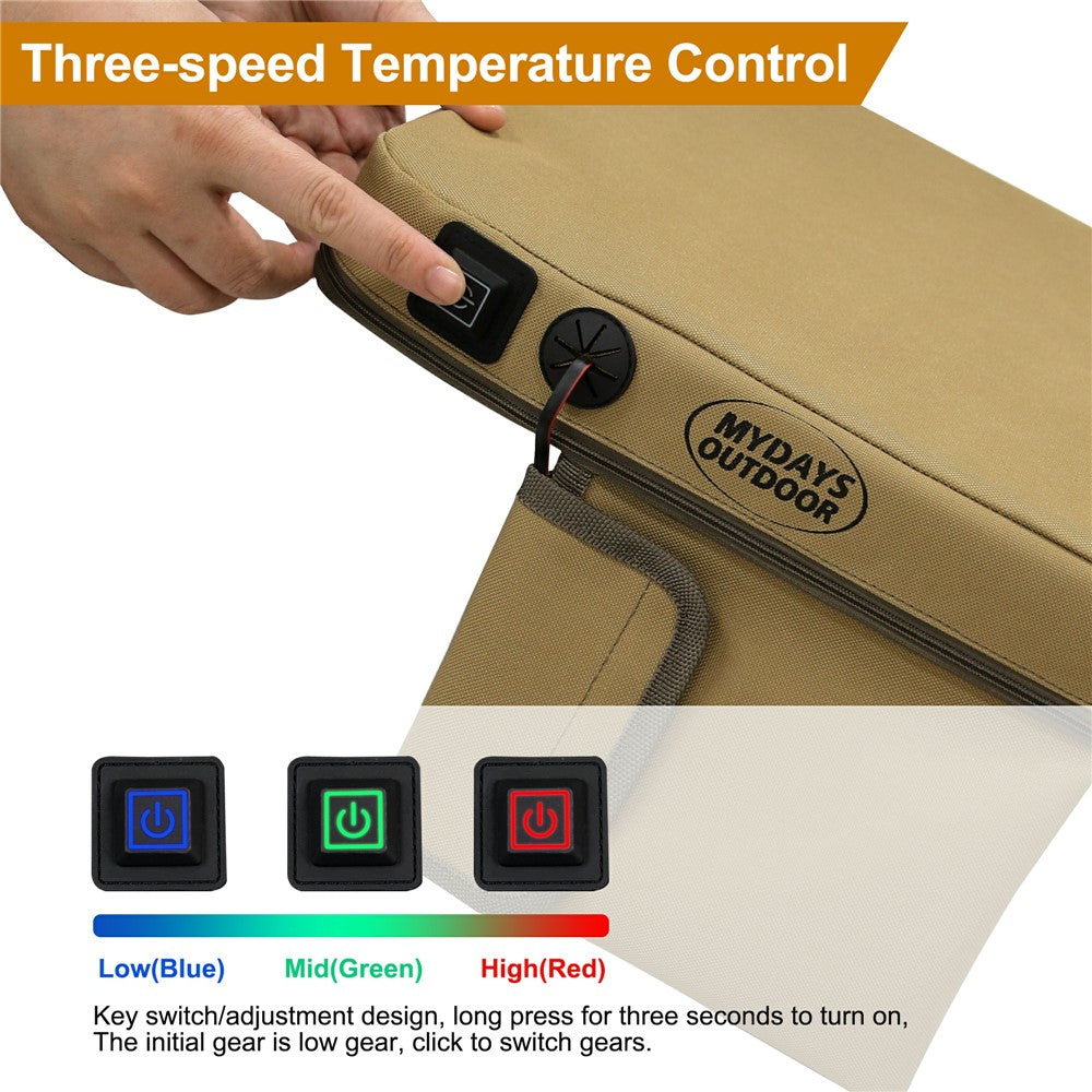 MYDAYS OUTDOOR 38x33x5cm Heated Seat Cushion Outdoor Heating Pad (Without Battery)