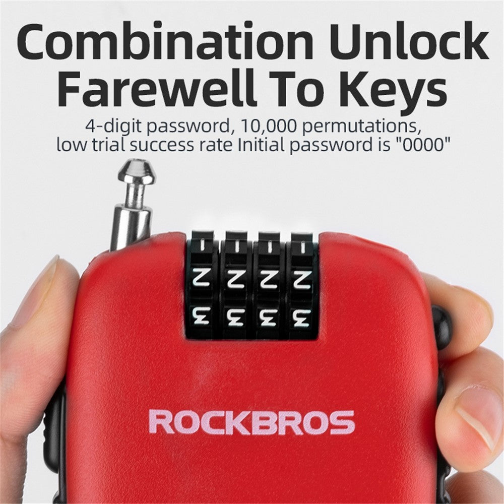 ROCKBROS 32420981001 Telescopic Chain Bicycle Code Lock Anti-theft Steel Wire Bike Lock Helmet Backpack Password Lock