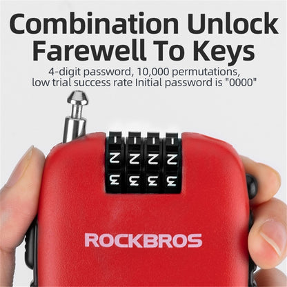 ROCKBROS 32420981001 Telescopic Chain Bicycle Code Lock Anti-theft Steel Wire Bike Lock Helmet Backpack Password Lock