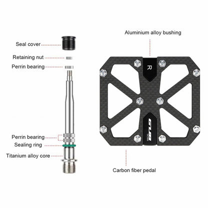 GUB GC085 Anti-Slip Bicycle Pedals Triple Bearing Carbon Fiber Mountain Bike Cycling Pedals