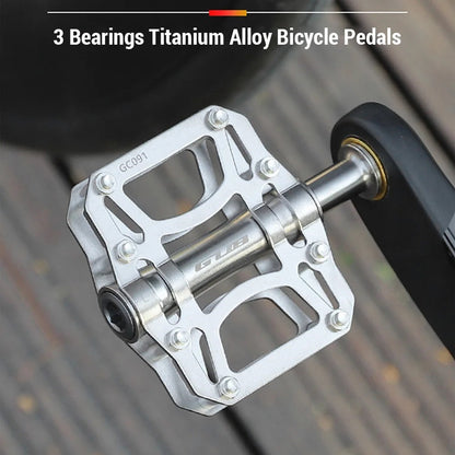 GUB GC091 1 Pair Mountain Road Bicycle Anti-Slip Pedals Titanium Alloy Hollow Out Cycling Pedals