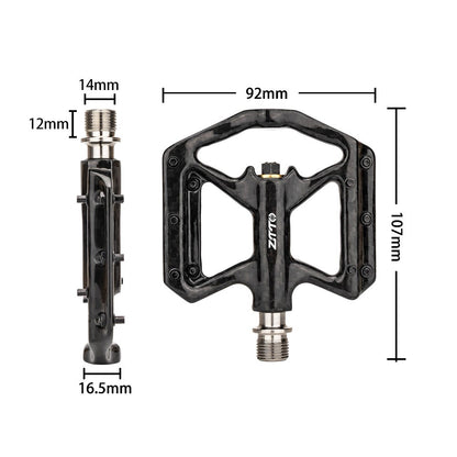 ZTTO R251C 1 Pair MTB Road Bicycle Pedals Ultra-Light Carbon Fiber Bike Cycling 3 Bearings Pedals