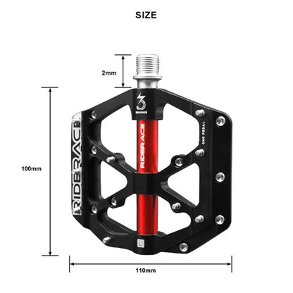 RIDERACE RN1527 Mountain Bike Pedals Aluminum Alloy Non-Slip 3-Bearing Pedals