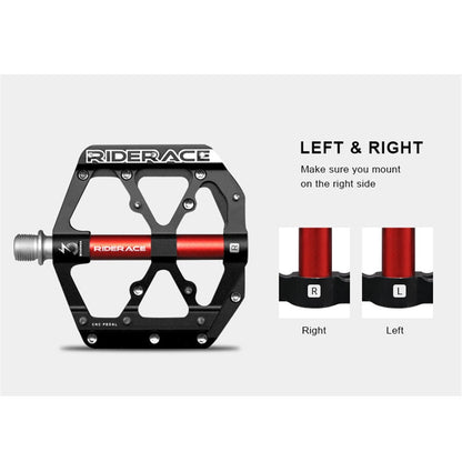 RIDERACE RN1527 Mountain Bike Pedals Aluminum Alloy Non-Slip 3-Bearing Pedals