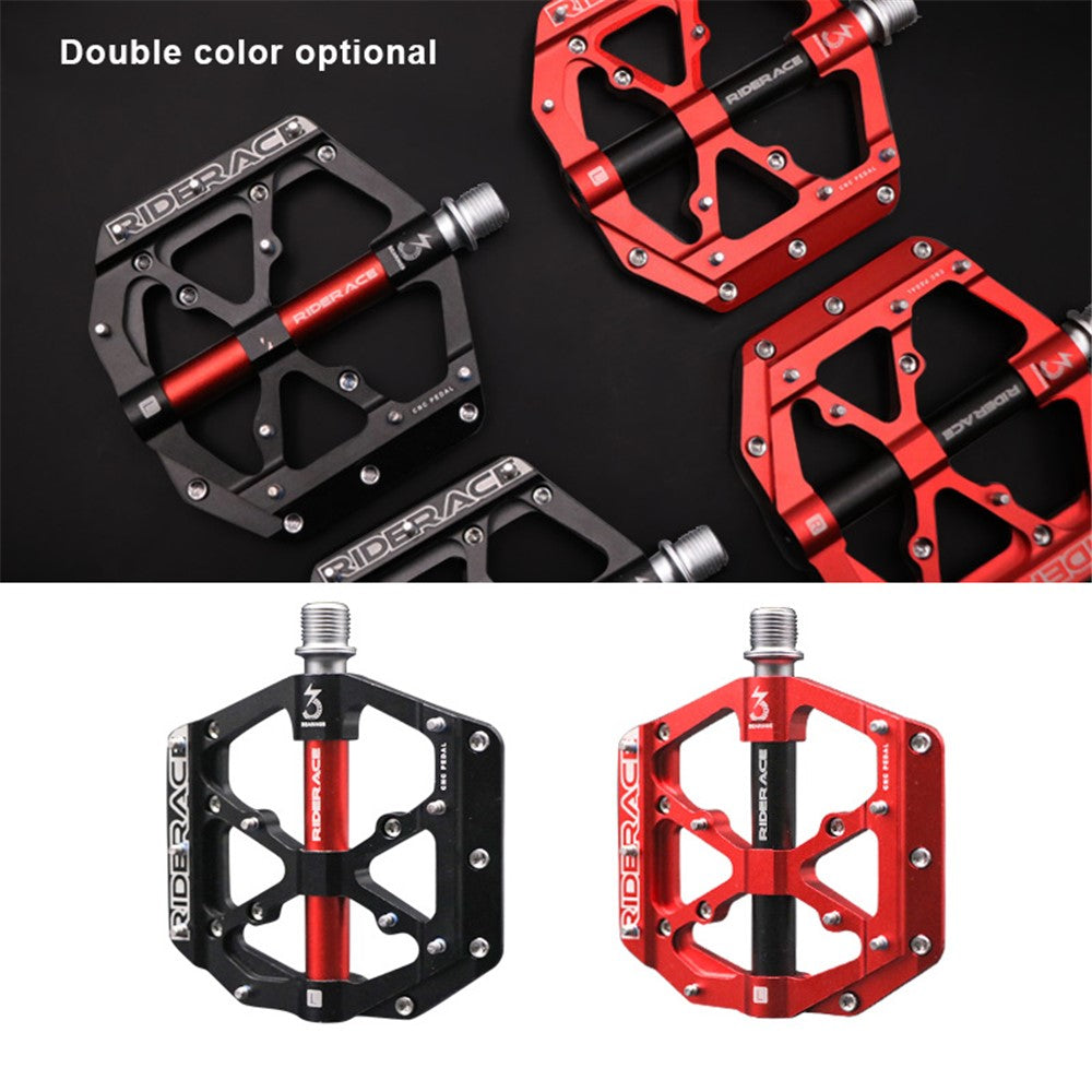 RIDERACE RN1527 Mountain Bike Pedals Aluminum Alloy Non-Slip 3-Bearing Pedals