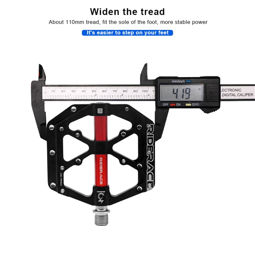 RIDERACE RN1527 Mountain Bike Pedals Aluminum Alloy Non-Slip 3-Bearing Pedals