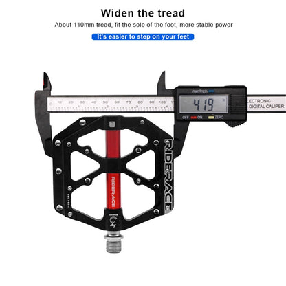 RIDERACE RN1527 Mountain Bike Pedals Aluminum Alloy Non-Slip 3-Bearing Pedals